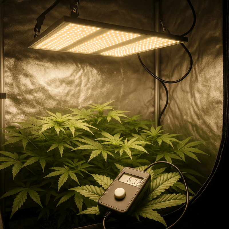 Guía práctica para elegir cuántos paneles LED Delight necesitas según el tamaño de tu carpa Probox, con cálculos de PPF/PPFD, ejemplos y consejos de montaje.