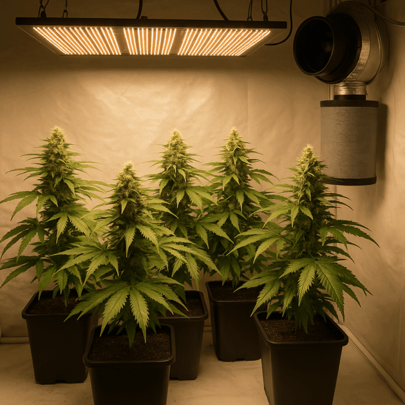 Ocho variedades recomendadas para cultivo indoor en Chile, con datos de floración, rendimiento, sabor y dificultad. Ideal para quienes buscan autoflorecientes y feminizadas efectivas.