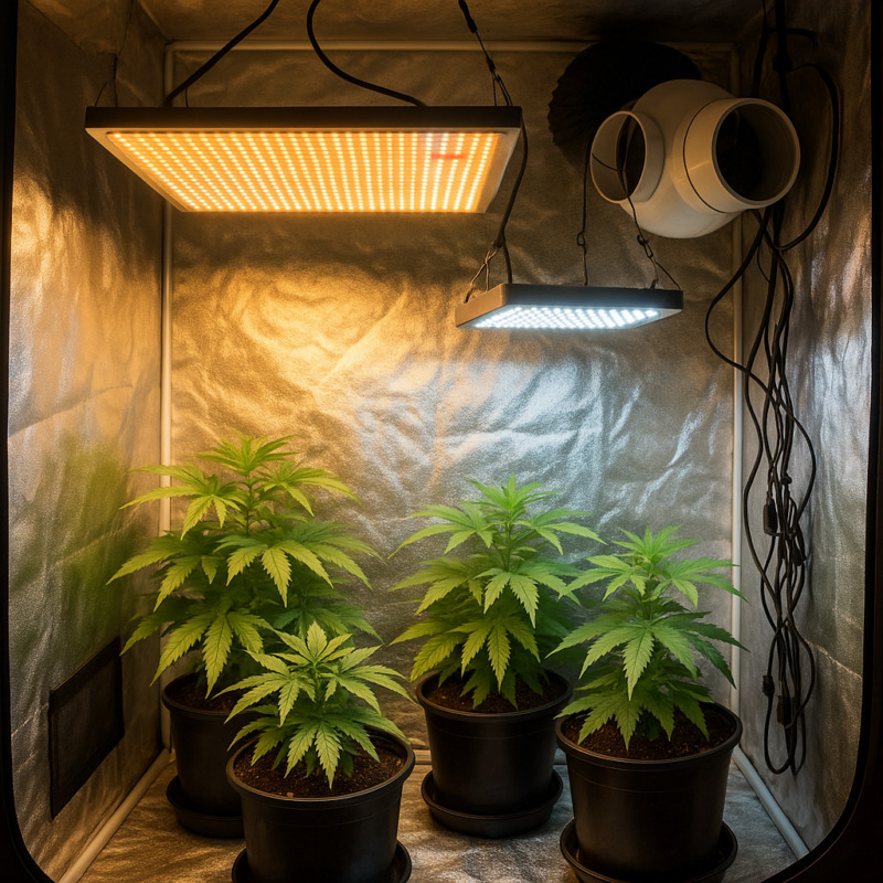 Cómo decidir si subir de 150W a 280W o 480W según tamaño de cultivo, etapa de las plantas, eficiencia del led y costos de energía. Cálculos y recomendaciones prácticas.