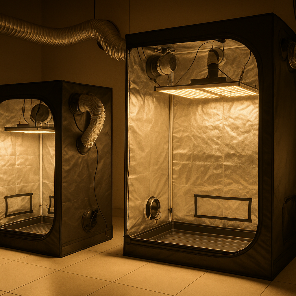 Diferencias técnicas entre kits de cultivo indoor Nivel Staff, Senior y Master: iluminación, ventilación, control ambiental, riego y seguridad para elegir según espacio y metas.