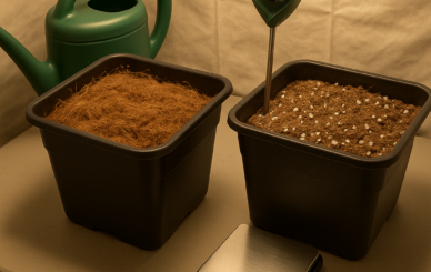 Comparativa práctica entre BioBizz Light Mix y Canna Coco: mediciones de retención de agua, drenaje, manejo de nutrientes y recomendaciones según etapa de cultivo.