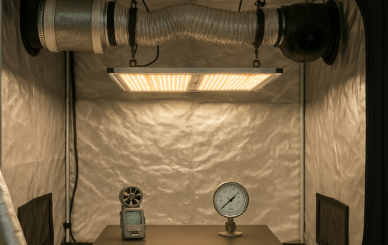 Guía paso a paso para calcular el caudal del extractor y dimensionar el filtro de carbón en una carpa Probox, con fórmulas, ejemplo y ajustes reales de Devolados.